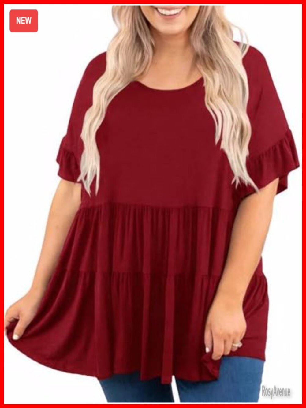 Womens Plus Size Babydoll Tunic Top Ruffle Short Sleeve Peplum Blouse
